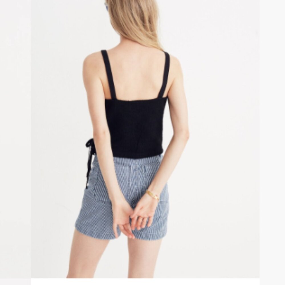Madewell - Finale Tank Top Cropped Faux-Wrap Blouse G6365 | Small | True Black - Picture 8 of 12